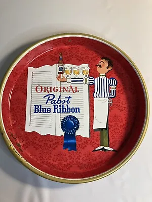 The Original Pabst Blue Ribbon Vintage Metal Beer Serving Tray With Waiter 13  • $30