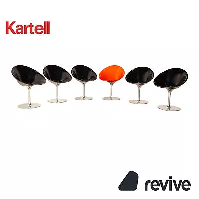 6 Set Cartel Ero/s Plastic Chair Black Orange Rotary Dining Room • £1869.99