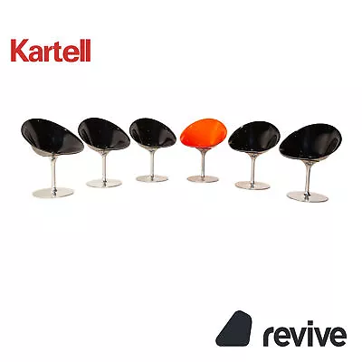 6er Set Kartell Ero / S Plastic Chair Black Orange Dreh Function Dining Room • £1982.03