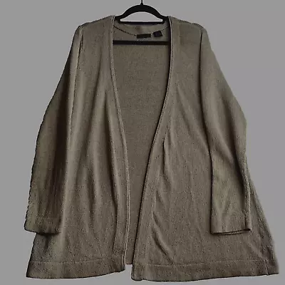 Moda Intl Cardigan Women’s Extra-large Open Beige Long Line Linen Cotton Blend • $26.99