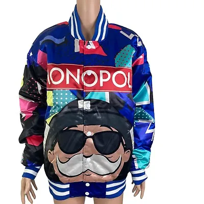 Mr Monopoly Headgear Classics Satin Retro Bomber Jacket Adult Size L Hip Hop Rap • $220