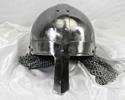 Medieval Steel Viking Nasal Helmet With Chainmail Hand-Forged Helmet Greek Helme • $85.76