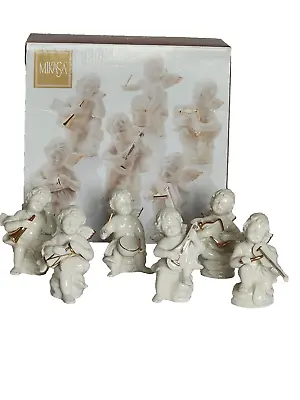 Mikasa Holiday Elegance Set Of 6 Angels Instruments Gold Trimmed Porcelain W Box • $16.39