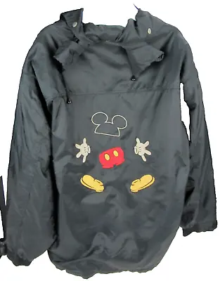 XXL Disneyland Paris Mickey Invisible Mouse Black Jacket Hidden Hood Vtg Coat • $31.99