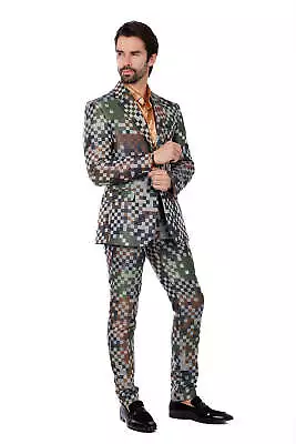 BARABAS Men's Camouflage Cotton Notched Lapel Suit 3SU28 • $391.60