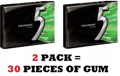 2x Wrigley's 5 Gum SPEARMINT RAIN Sugar Free Gum - 15 Sticks Pack - 2 PACK • $8.79