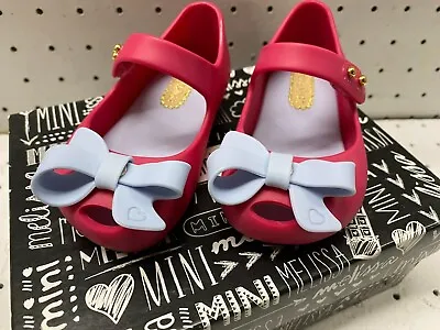 Toddler Scented Mini Melissa Ultragirl Blue Bow Pink Flats Shoes US Size 8 • $24.95