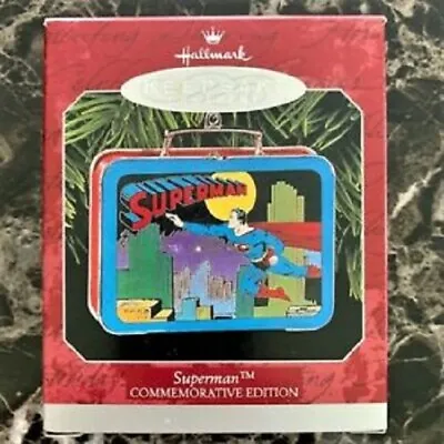 1998 Hallmark Keepsake SUPERMAN Lunchbox Commemorative Pressed Tin Ornament • $6.95