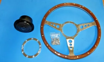 New 14  Moto Lita Wood Steering Wheel & Hub Adaptor Sunbeam Alpine Tiger • $489.95