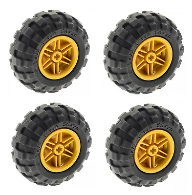 ☀️NEW Lego 56x26 Technic Balloon Tires LOT OF 4 With Gold Wheels NXT Mindstorms • $20.22