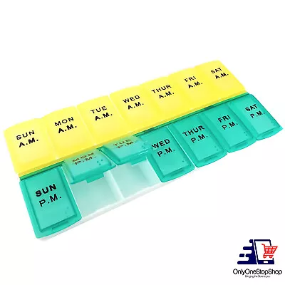 Am Pm 7 Day Pill Box Organizer Medicine Tablet Daily Vitamin Case Holder • $7.98