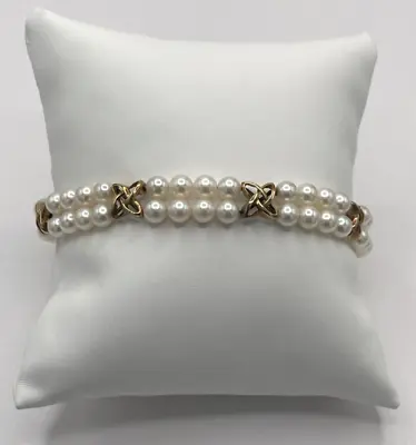 Mikimoto Estate Akoya Pearl Double Stranded Bracelet 18k Gold 7  • $1650
