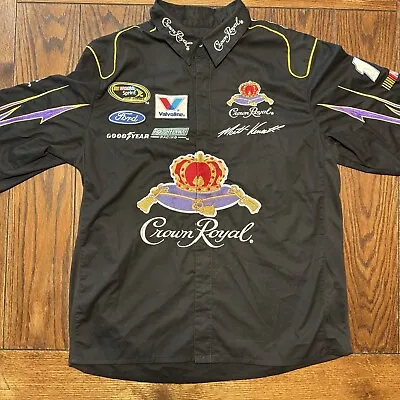 Nascar Matt Kenseth Mens Snap Button Shirt Large Black Crown Royal Double Sided • $71.95