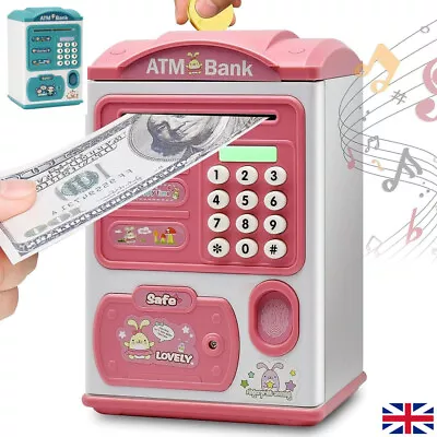 Kids Electronic Money Box Safe Piggy Bank Money Coin Note Mini ATM Cash Machine • £12.35