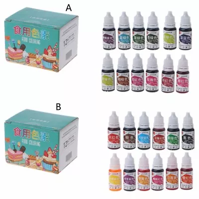 12 Color Liquid Dye Free Food Coloring For Cake Decorating Baking Airbrush • $19.57