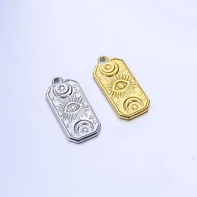 10pcs Stainless Steel Moon Sun Eye Square Pendants For Necklace Making • $7.99