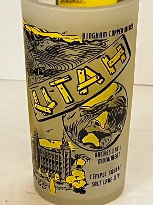 Vintage UTAH State Frosted Glass HAZEL ATLAS With Map And Graphics • $4.99