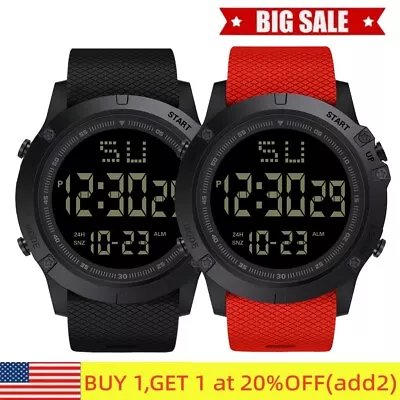 Waterproof Digital Sports Watch Military Tactical LED Backlight Wristwatch Men • $9.53