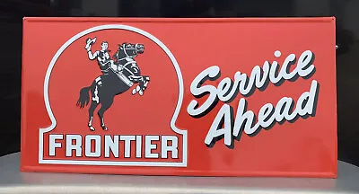 Frontier Gasoline Metal Sign Vintage Style Wall Decor Service Ahead Horse Cowboy • $85