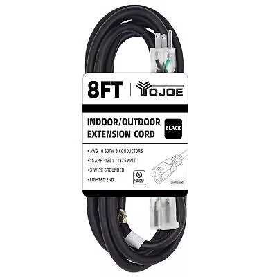 8 Foot 10/3 Lighted Outdoor Extension Cord - 10 Gauge 3 Prong SJTW Heavy Duty... • $27.67