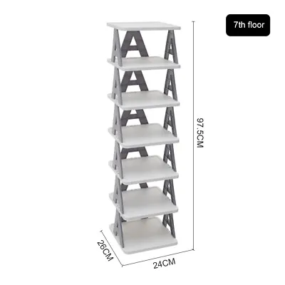 8 Tier Wooden Shoe Rack Tall Storage Shelf Unit Cabinet Footwear Stand Organiser • £10.95