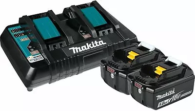 Makita BL1850B2DC2 5.0 Ah 18V LXT Li-Ion Battery & Dual Port Charger Kit BL1850B • $199.95