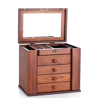 $119.99 • Buy Large Wooden Jewellery Box Armoire Rings Necklaces Gift Storage Box Organizer