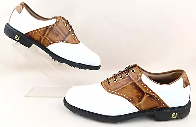 FootJoy ICON Golf Shoes / White-Brown Croc Saddle / 10M • $88