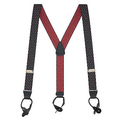 SuspenderStore Jacquard Diamond Burst Suspenders- 1.5  Wide Elastic - BUTTON • $36.95