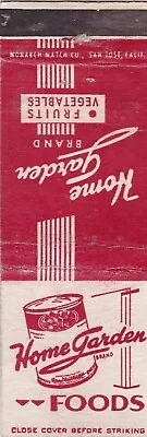 Home Garden Food Grocery Store Food Matchbook Cover 1950's • $1.19