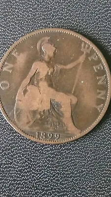 1899 One Penny 1d Queen Victoria In Wallet • £0.95