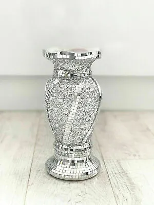 £14.24 • Buy Beautiful Mosaic Vase Diamond Silver Crystal Decorative Mirror Flower Luxury NEW