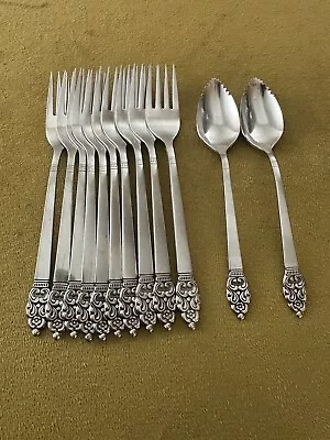 Oneida Community Nordic Crown Stainless (10) Salad Forks & (2) Grapefruit MINT • $36.75