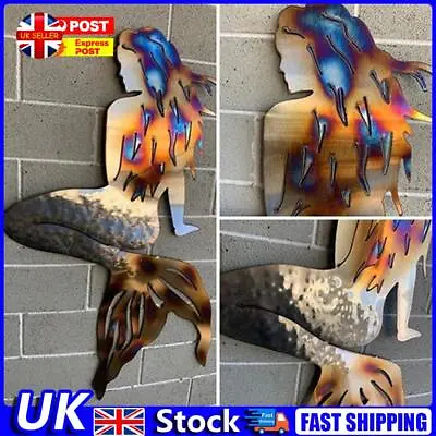 Metal Mermaid Sculpture Rustic Fish Figurine Signs For Room Patio (1) UK • £8.59