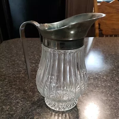 Vintage Glass Pitcher W/ Silverplate Spout And Handle - • $13.50