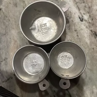 Vintage Aluminum Measuring Cups ~ Lot Of 3 ~ 1 Cup & 2 1/2 Cups • $8