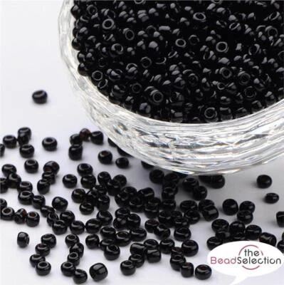 £2.99 • Buy 100g BLACK OPAQUE GLASS SEED BEADS 11/0 2mm 8/0 3mm 6/0 4mm