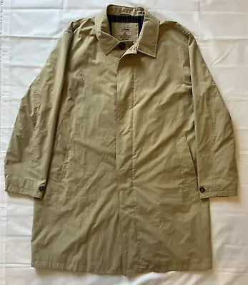 LL Bean Mens Khaki Beige Rain Trench Coat Jacket Sz XL OHYV9 EX CONDITION • $34.99