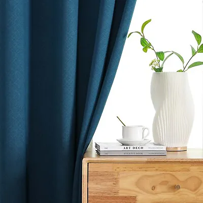 £19.99 • Buy Thick Blackout Eyelet Curtains Silky Thermal Insulated & Noise Reducing 2 Panels