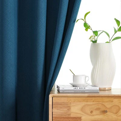 £19.99 • Buy Thick Blackout Eyelet Curtains Silky Thermal Insulated & Noise Reducing 2 Panels