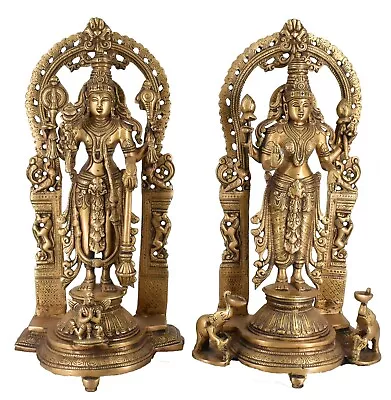 Whitewhale Brass Lord Vishnu And Lakshmi Statue Idol Murti For Home Decor Mandir • $399.53