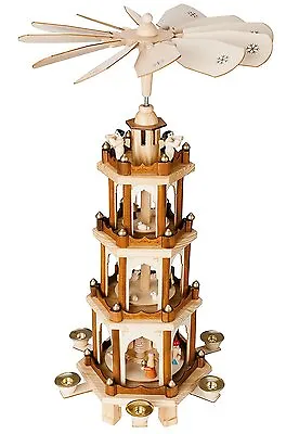 BRUBAKER Christmas Pyramid 24  Wood Nativity Play 4 Tier Carousel (USED) • $149.99