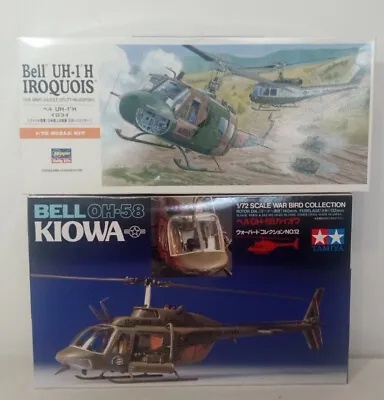 $19.95 • Buy 2 Military Helicopter Models Hasegawa Bell UH-1H Iroquois-Tamiya Bell OH58 Kiowa