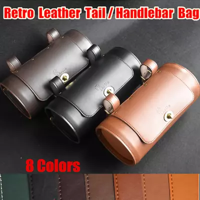 Vintage Leather Bicycle Saddle Tail Bag Pannier Bike Handlebar Bag Cycling Pouch • $25.99