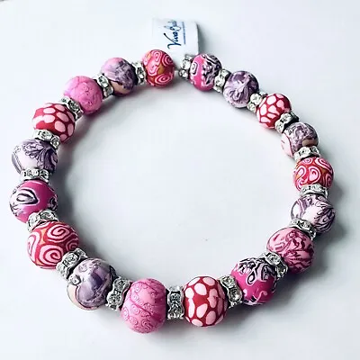 VivaBeads Chunky Handmade Beads Stretch Bracelet NWT • $21.90