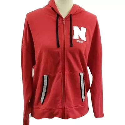 Victoria's Secret Pink University Of Nebraska Pullover Sweatshirt Hoodie L  • $30