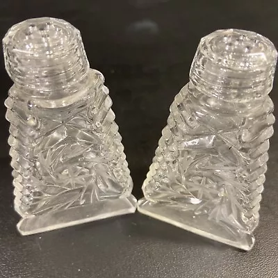 Vintage Clear Cut Glass Salt And Pepper Footed Shakers Used • $5.49