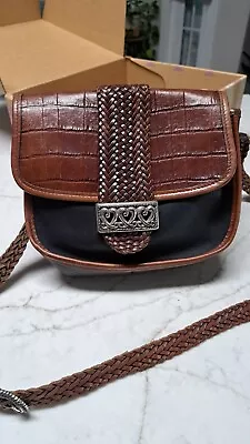 Vintage Brighton Lizard Embossed Bag Handbag Black Brown Crossbody • $30