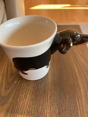 3D Dachshund Cup Mug Head Handle Hand Painted Weiner Dog Made In Thailand • $9.99