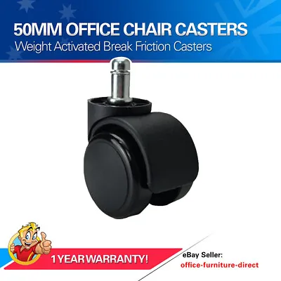 $35 • Buy Office Chair Casters Weight Activated Friction Wheels 50mm DIA Round Caster X5